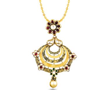  Antique gold  kundan pendant set for women. Wedding wear, party wear.