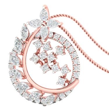 Chetra Rose gold cubic zirconia party wear pendant set for women