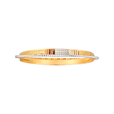 Riveting Classic Modern Gold-Rhodium Double Bangle.  Hallmark Jewellery For Women.