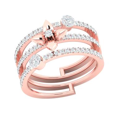 Rose Gold CZ Cocktail Ring For Women