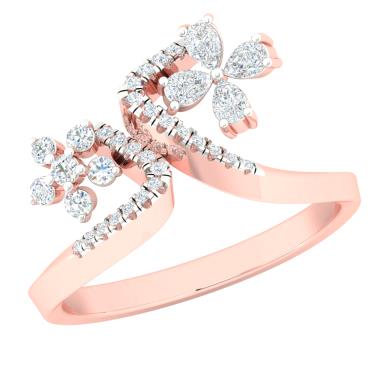 Rose Gold Duo Flower Casual Rings For Women
