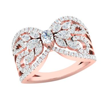 Rose Gold CZ Cocktail Ring For Women