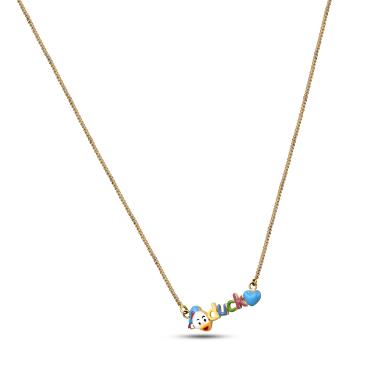 Duck enamel pendant Gold rhodium chain from Cradle collection at Swastik Jewellers 