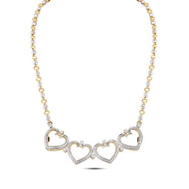 Gold Rhodium cz Heart shape pendant chain