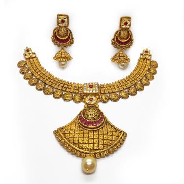 Gold Bridal Antique Rajwadi kundan Set