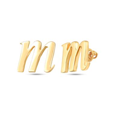 Gold Alphabet M shape Earring