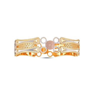 Rose gold-Rhodium  bangle with filigri design that spreads across the bangle making it look a classic piece of jewellery.  Hallmark Jewellery for women.