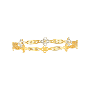 Floral beauty two tone gold bangle.  Hallmark Jewellery for women. 